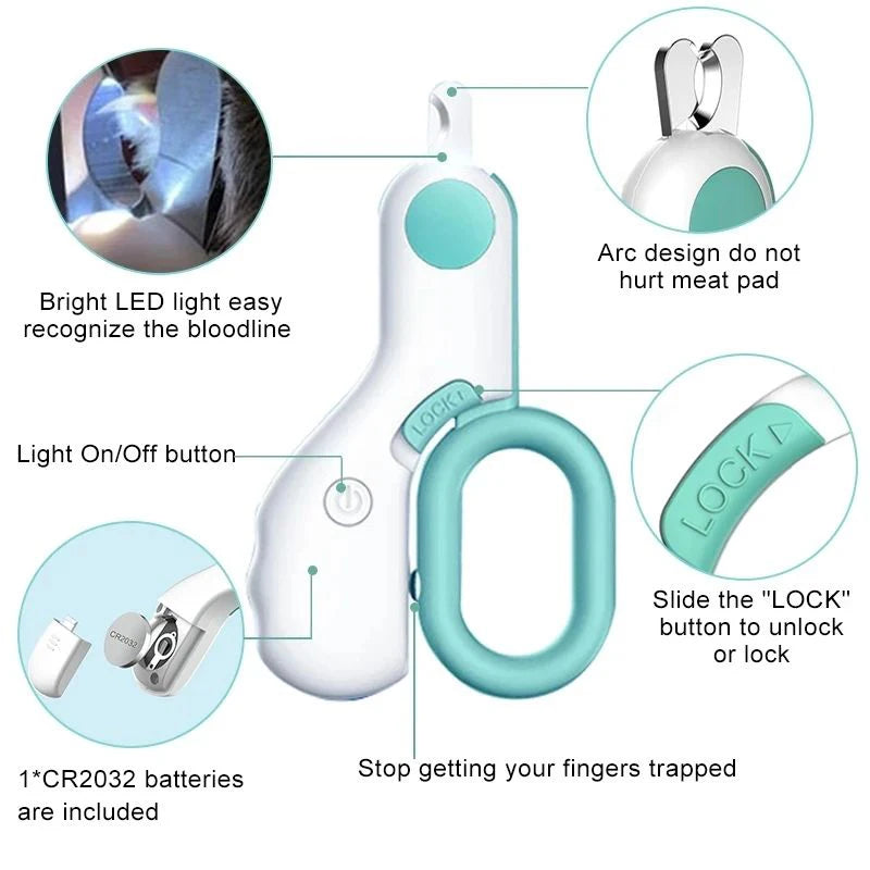 LED Light Pet Nail Clipper – Safe &amp; Precise Grooming for Cats & Dogs