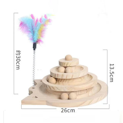 Wooden Multi-Level Cat Toy Tower